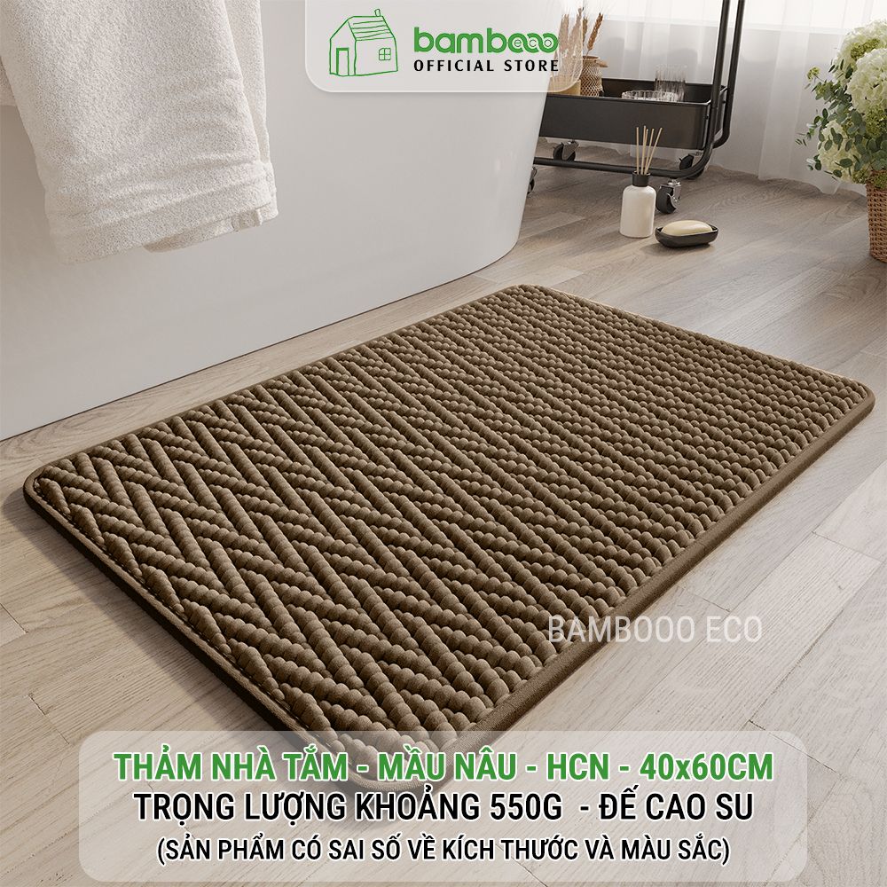 Thảm Phòng Tắm Nhung Cao Cấp BAMBOOO ECO Siêu Thấm Hút , Dày Dặn Nhiều Lớp , Đế Cao Su Chống Trượt