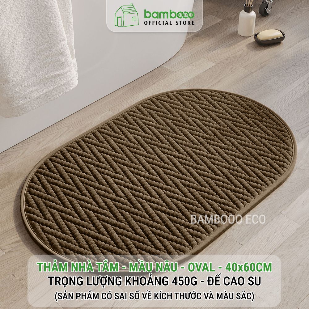 Thảm Phòng Tắm Nhung Cao Cấp BAMBOOO ECO Siêu Thấm Hút , Dày Dặn Nhiều Lớp , Đế Cao Su Chống Trượt