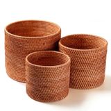 Giỏ đựng đồ hình trụ tròn mây tre đan BAMBOO HOME để báo , điều khiển , rượu , hoa khô , bánh kẹo , đồ chơi phòng khách