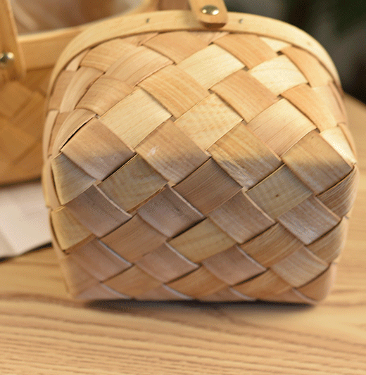 Giỏ gỗ cắm hoa bằng gỗ có quai xách xinh xắn - The Bamboo