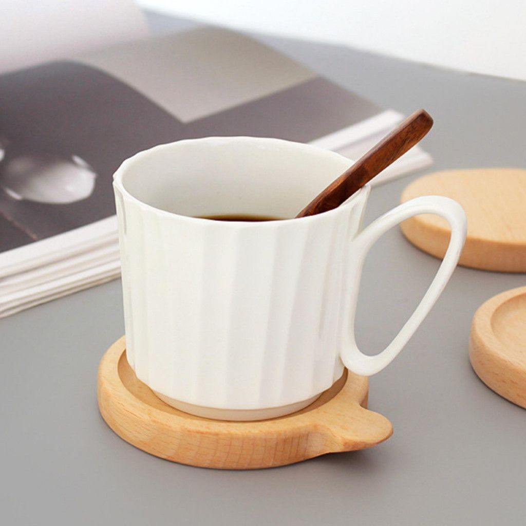 Lót ly gỗ sồi BAMBOOO ECO miếng đỡ cốc uống trà dùng trong nhà hàng , khách sạn , gia đình