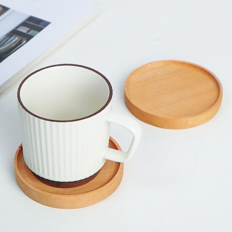 Lót ly gỗ sồi BAMBOOO ECO miếng đỡ cốc uống trà dùng trong nhà hàng , khách sạn , gia đình