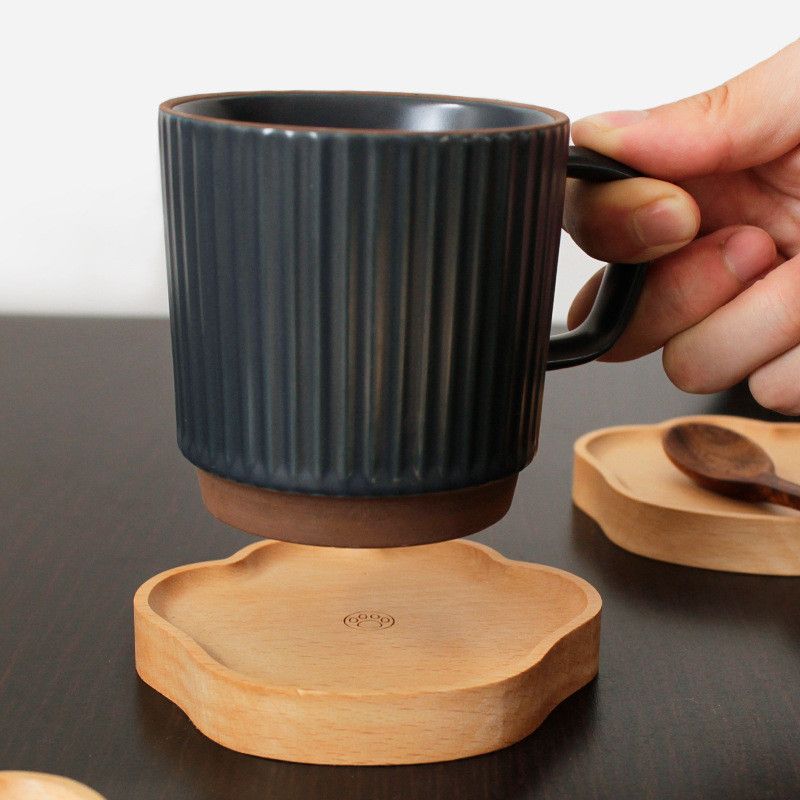 Lót ly gỗ sồi BAMBOOO ECO miếng đỡ cốc uống trà dùng trong nhà hàng , khách sạn , gia đình
