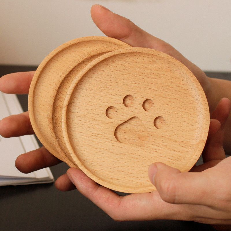 Lót ly gỗ sồi BAMBOOO ECO miếng đỡ cốc uống trà dùng trong nhà hàng , khách sạn , gia đình
