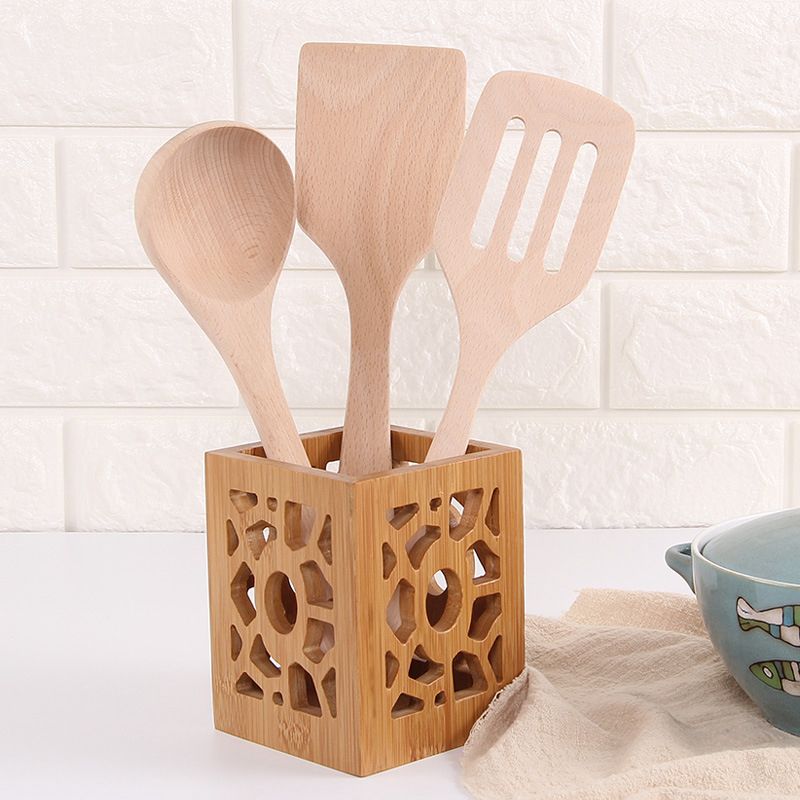 Muỗng thìa gỗ chống dính nhà bếp thủ công - bộ muỗng dài - The Bamboo