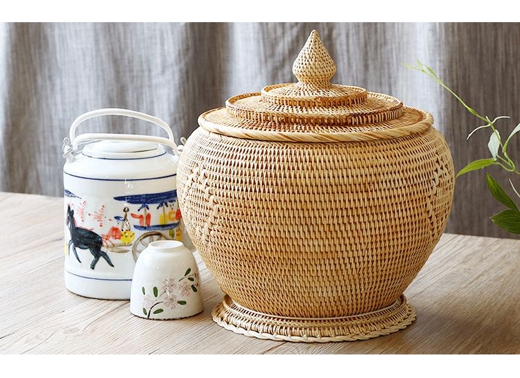 Giỏ mây tre ủ ấm tích - Bao ủ mây tre đan - The bamboo