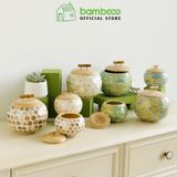 Hộp tròn tre khảm trai cao cấp BAMBOO HOME quà tặng hàng Việt Nam cho khách hàng cá nhân doanh nghiệp bạn bè thân yêu