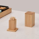 Lọ đựng tăm nhiều hình dáng vuông tròn BAMBOO HOME trang trí decor