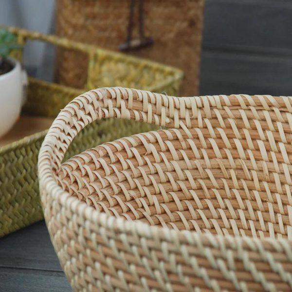 Giỏ mây tròn có tay cầm - Giỏ mây tre - The bamboo