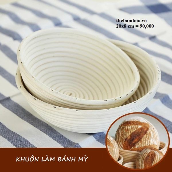 RT1320 Bát song mây tre đan đựng bột bánh mỳ - Giỏ mây tre - The bamboo