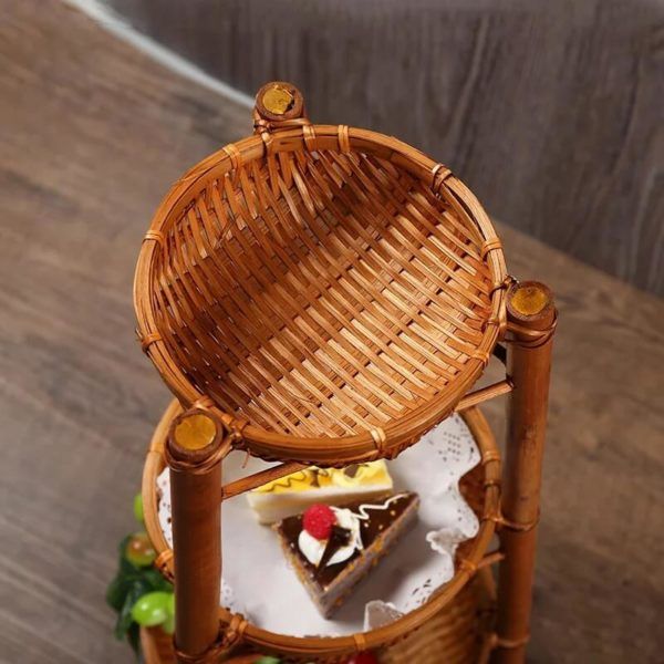 Khay tre 3 tầng - Giỏ mây tre - The bamboo