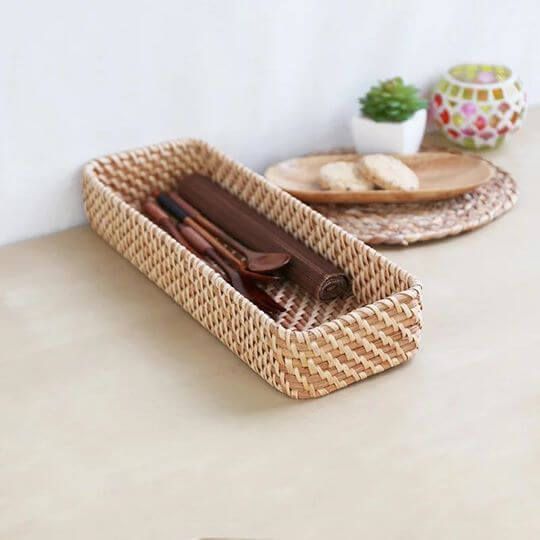 Khay mây tre đan đựng đũa thìa lớn - Giỏ mây tre - The bamboo