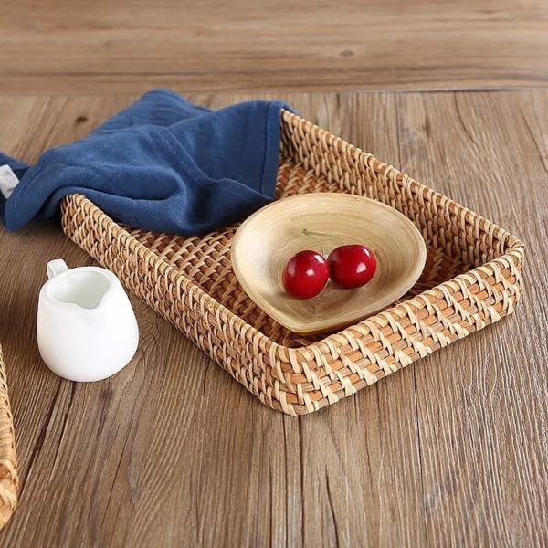 Khay mây tre đan đựng đồ trang trí - Giỏ mây tre - The bamboo