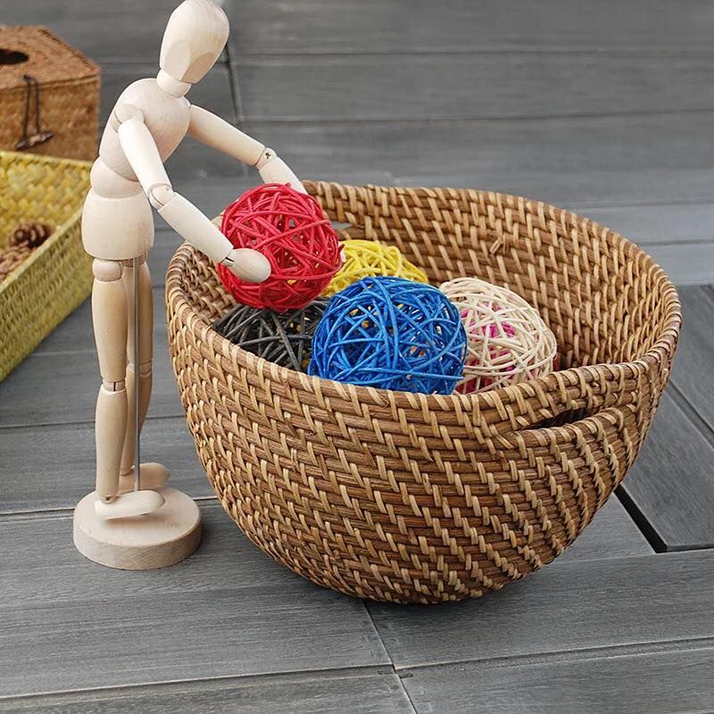 Giỏ mây tròn có tay cầm - Giỏ mây tre - The bamboo