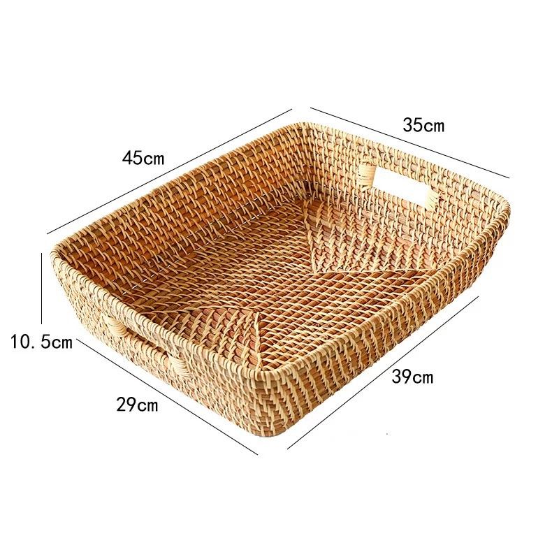 K001079 Khay mây tre đan vát đáy - Giỏ mây tre - The bamboo