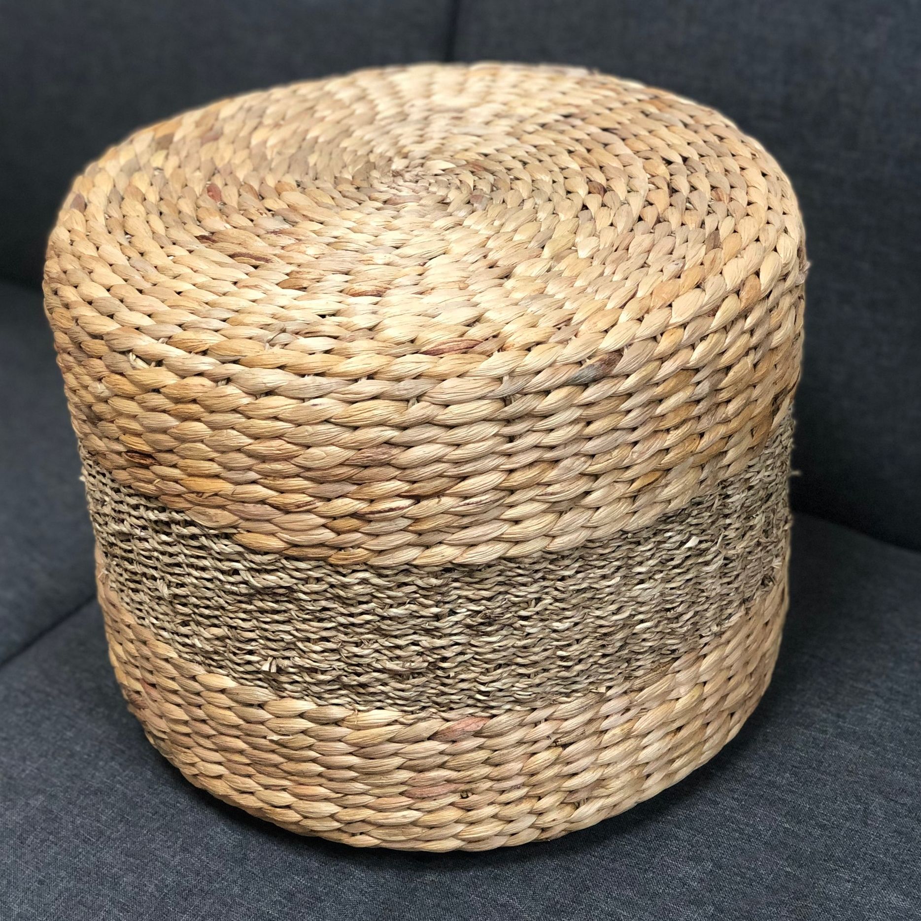 Đôn ghế đan thủ công chất liệu lục bình (bèo) mix cói - Trang trí nhà cửa - The bamboo