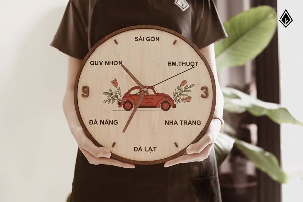 Đồng hồ gỗ treo tường | In họa tiết bất kỳ