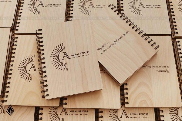 Sổ tay gỗ Maple | In UV 2 bìa