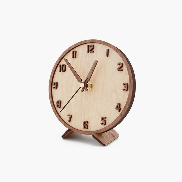 Đồng hồ để bàn thuần gỗ Maple phối Walnut