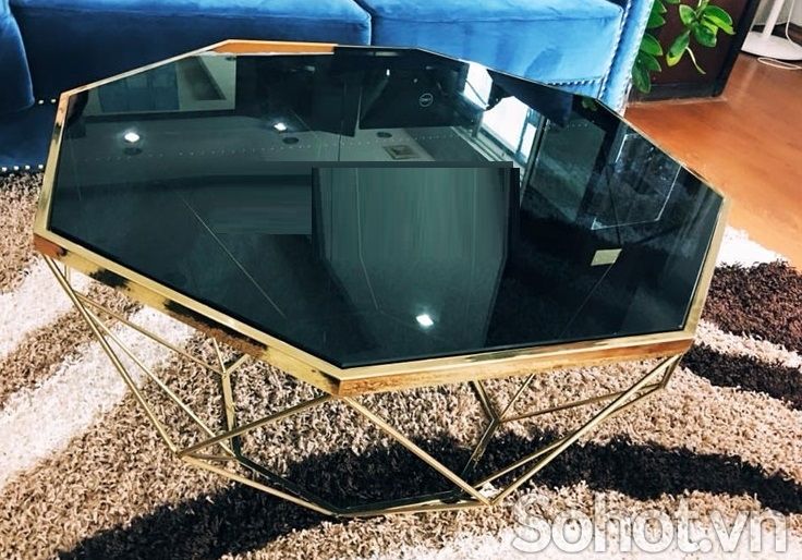 Bàn sofa kim cương mạ vàng