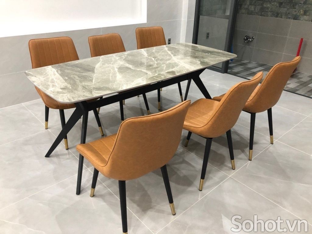 Bộ bàn ăn chân sắt chữ Y và ghế Loft