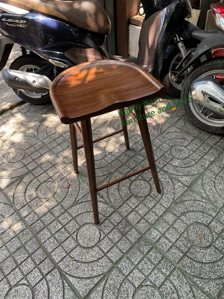 Ghế stool bar gỗ 4 chân mặt lõm