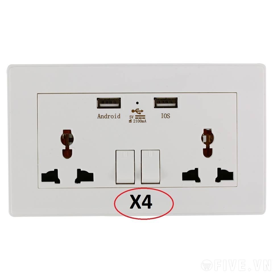 Ổ Cắm USB 2 Port 2 Công Tắc X4