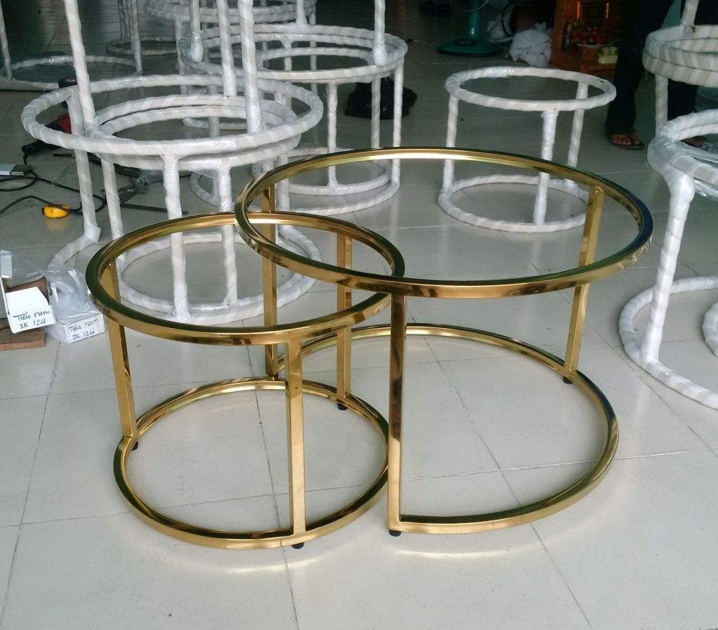 Chân bàn sofa 2in1 inox mạ vàng
