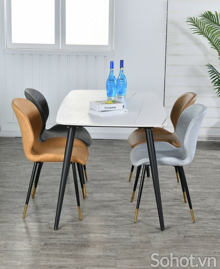 Bộ bàn ăn chân chữ N và 4 ghế Nordic
