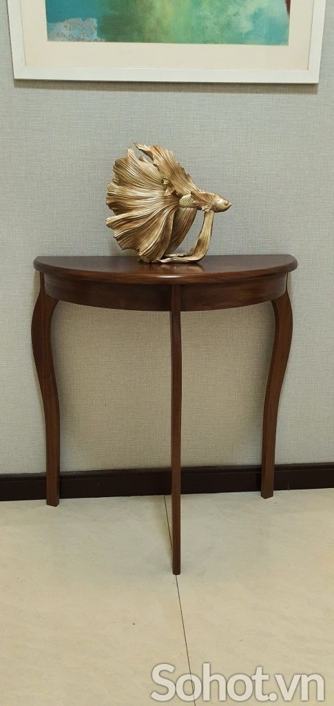 Bàn console bán nguyệt gỗ óc chó