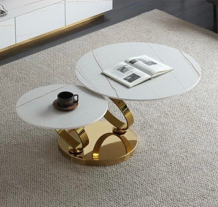 Bàn SOFA XOAY inox mạ vàng gold