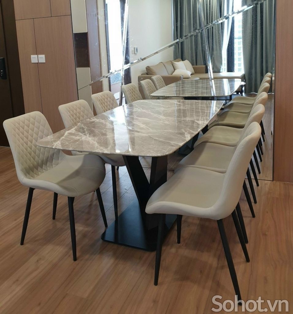 Bộ bàn ăn chân sắt chữ X và 6 ghế Nelson
