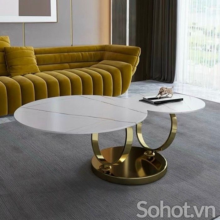  Bàn SOFA XOAY inox mạ vàng gold 