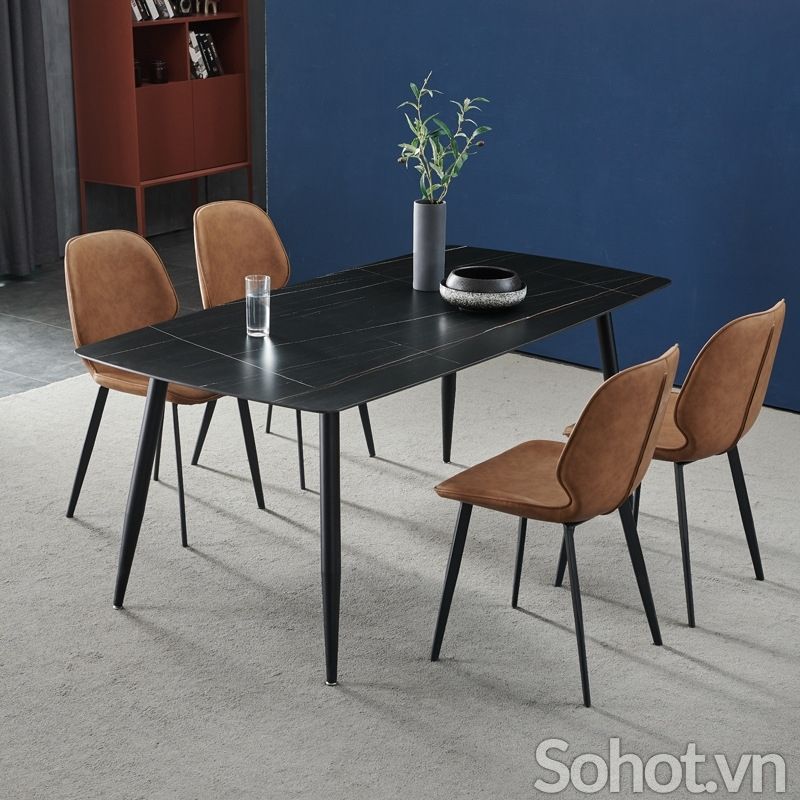 Bộ bàn ăn chân chữ N và 4 ghế Nordic