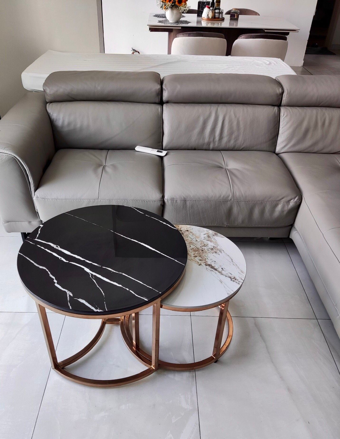  Bàn trà sofa mạ vàng hồng 