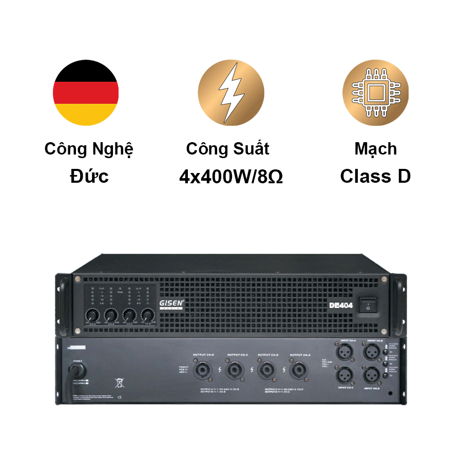 Cục Đẩy Công Suất 4 Kênh Gisen DE404