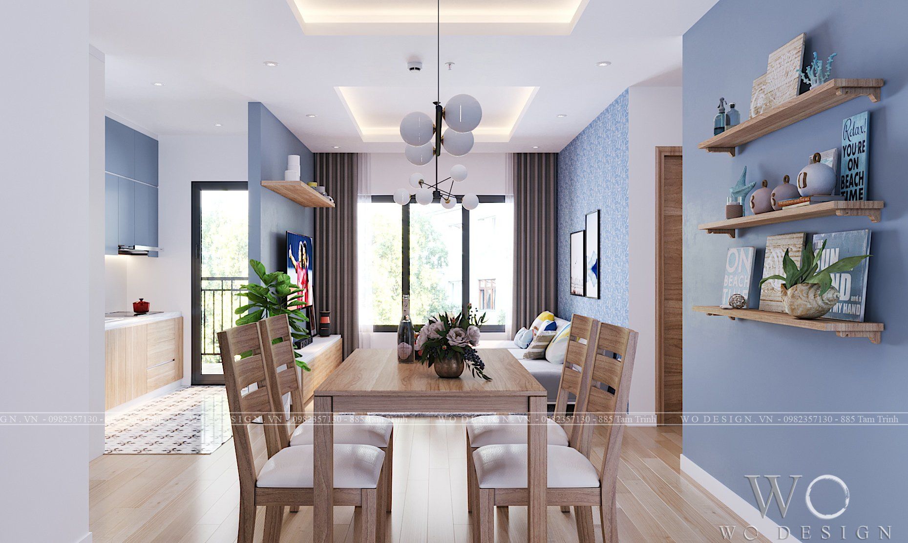 Chung cư Gelexia Riverside CT3 căn 1E 91m2 (3 ngủ + 1 khách bếp) - Phong cách Bazzar