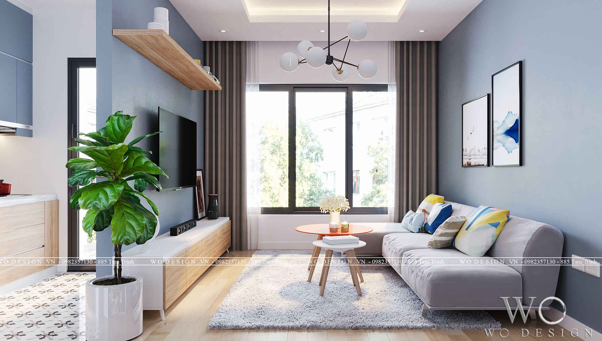Chung cư Gelexia Riverside CT3 căn 1E 91m2 (3 ngủ + 1 khách bếp) - Phong cách Bazzar