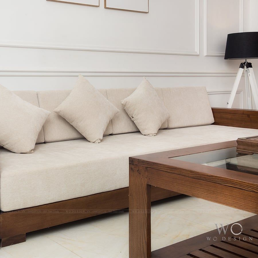 Sofa gỗ sồi MỘC góc chữ L vải nỉ