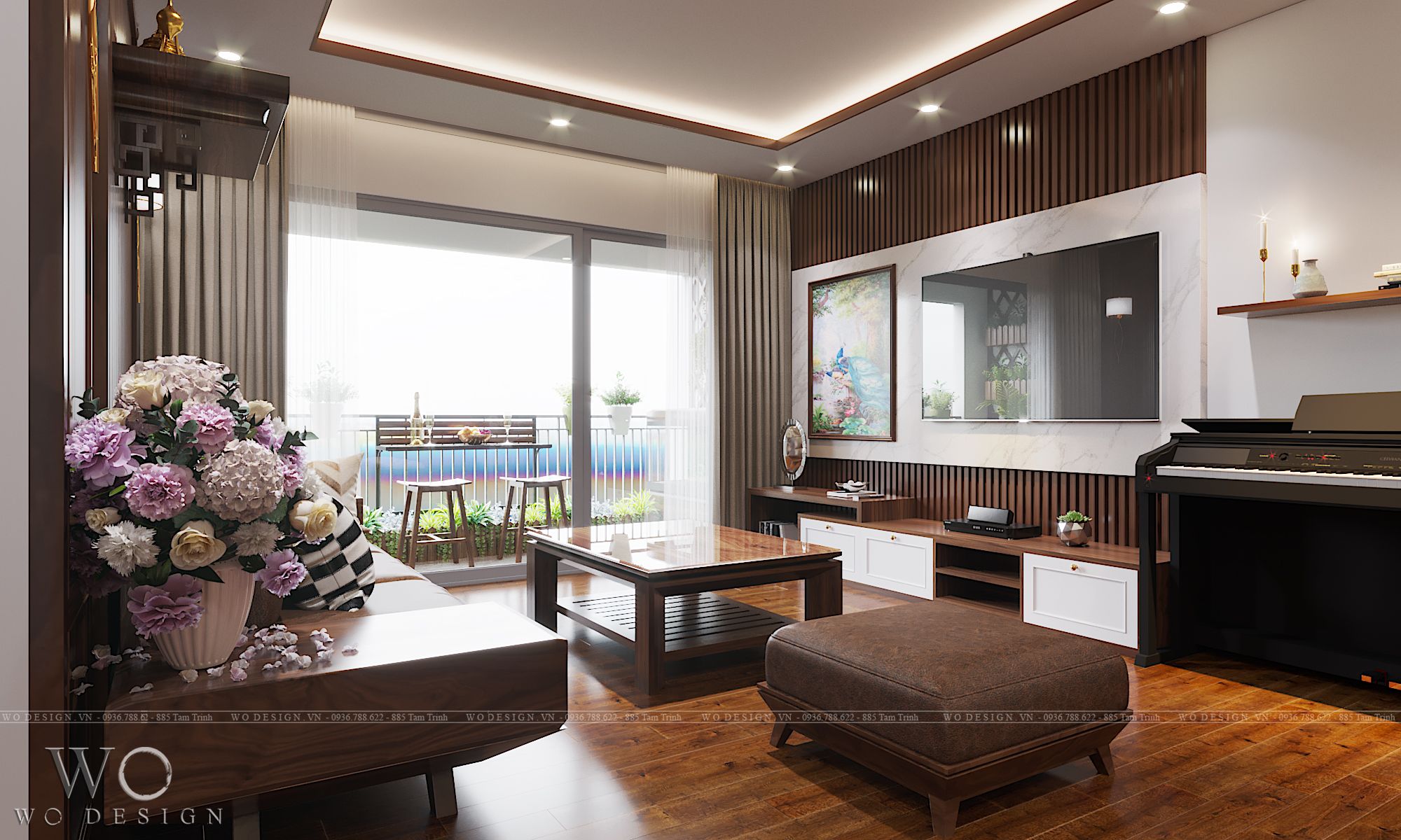 Chung cư GreenPark 18T3 120m2 (1 khách bếp + 2 ngủ + 1 phòng chơi) - Phong cách truyền thống + Hiện đại