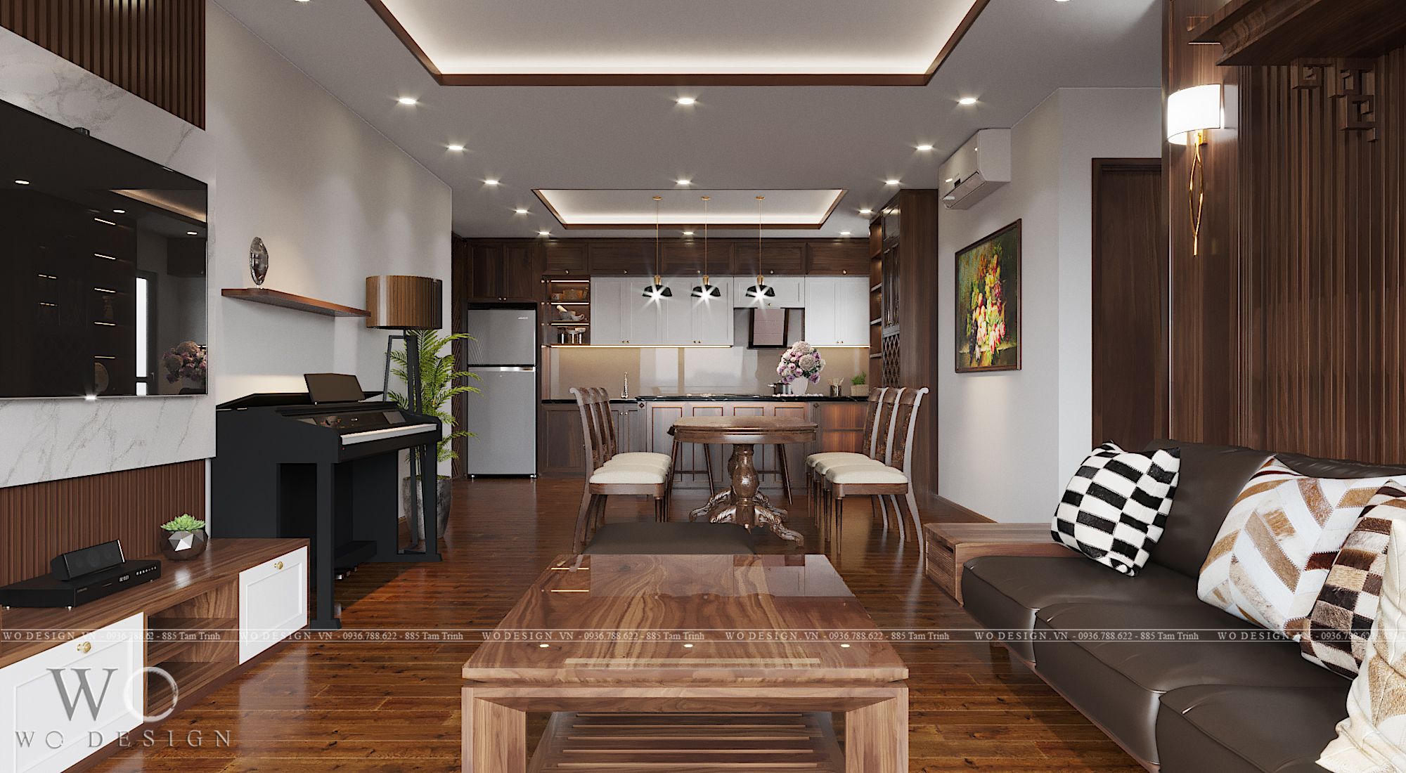 Chung cư GreenPark 18T3 120m2 (1 khách bếp + 2 ngủ + 1 phòng chơi) - Phong cách truyền thống + Hiện đại