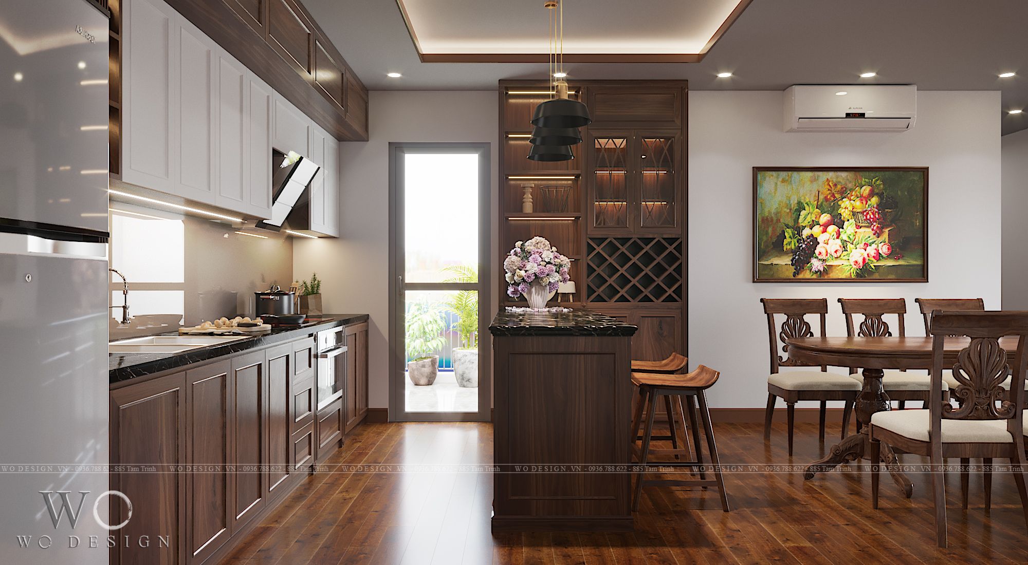 Chung cư GreenPark 18T3 120m2 (1 khách bếp + 2 ngủ + 1 phòng chơi) - Phong cách truyền thống + Hiện đại