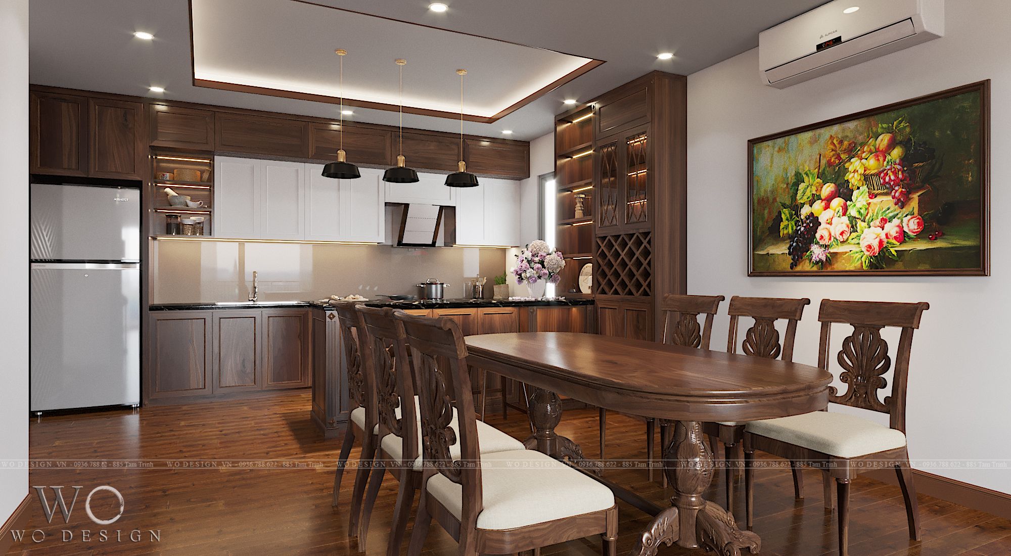 Chung cư GreenPark 18T3 120m2 (1 khách bếp + 2 ngủ + 1 phòng chơi) - Phong cách truyền thống + Hiện đại