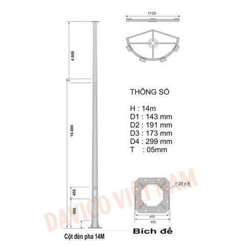 Cột đèn pha 14m