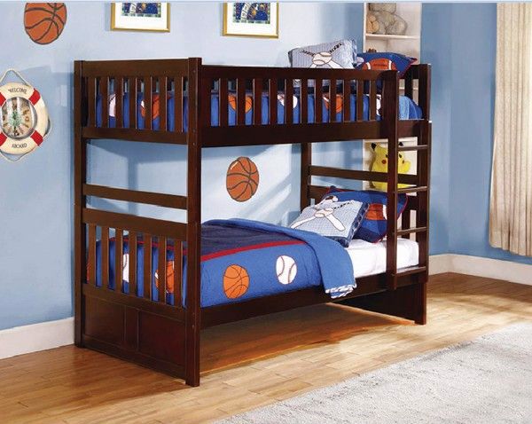 Giường 2 tầng gỗ xuất khẩu A015 size 1m4/1m4 trắng
