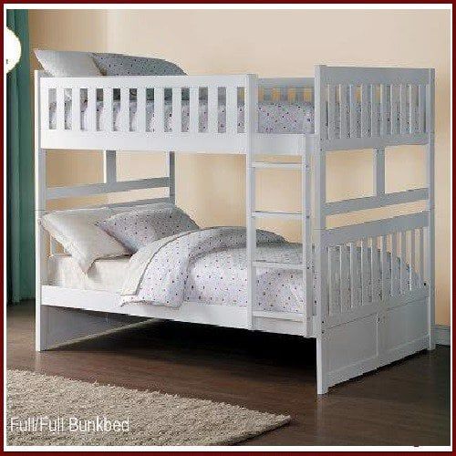 Giường 2 tầng gỗ xuất khẩu A015 size 1m4/1m4 trắng