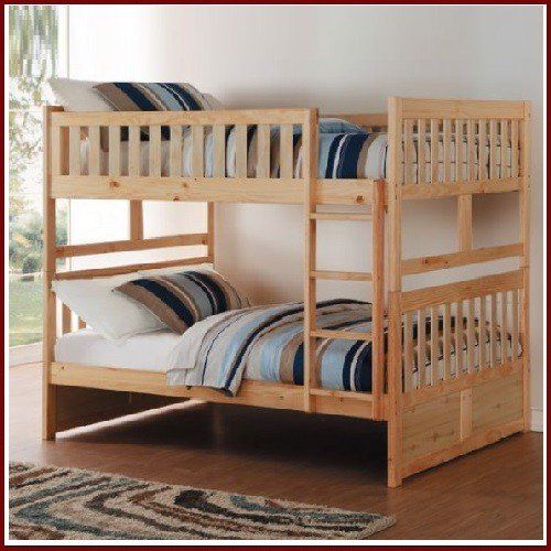 Giường 2 tầng gỗ xuất khẩu A015 size 1m4/1m4 trắng