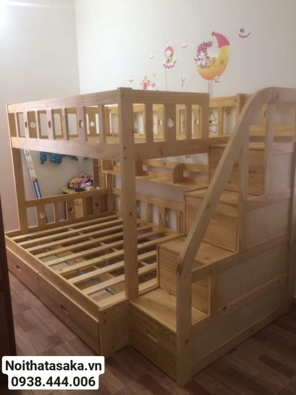 Giường 2 tầng Ben46 1m4/1m6 + 2 hộc
