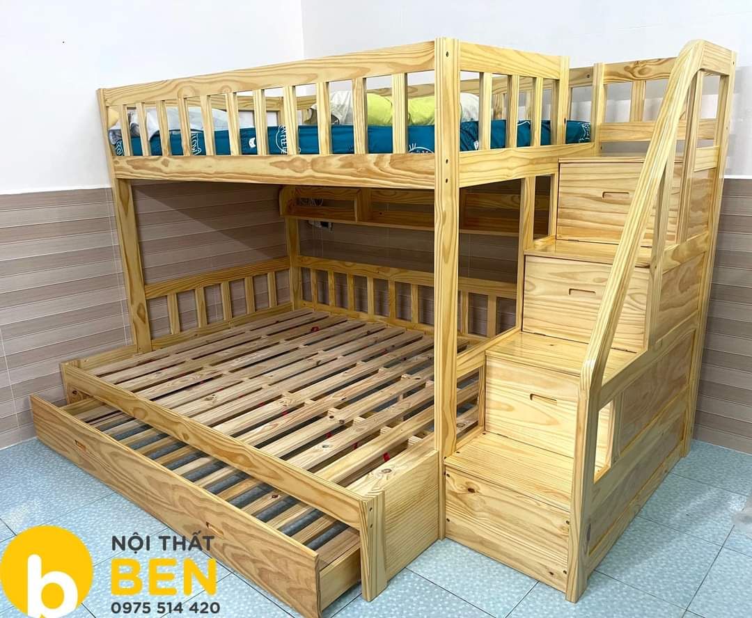 Giường 2 tầng Ben26 1m2/1m6 + 2 hộc