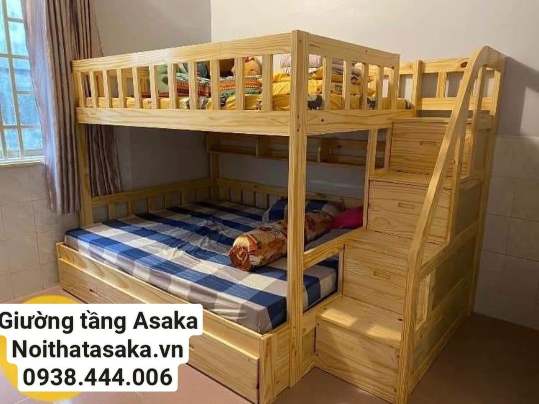 Giường 2 tầng Ben46 1m4/1m6 + 2 hộc